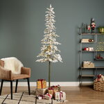 Искусственная елка на ножке с лампочками Альпийская заснеженная 240 см, 250 теплых белых LED ламп, ЛИТАЯ 100%