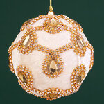 Винтажный елочный шар Regio Pana 10 см бежевый