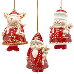 Набор елочных игрушек Добрый Санта и друзья - Christmas Tarte Normande 10 см, 3 шт, подвеска