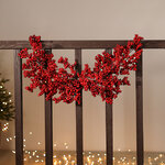 Новогодний сваг с лампочками Berry Christmas 80 см, 60 теплых белых микро LED ламп, на батарейках, таймер