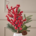 Хвойная Ветка с Ягодами 50 см, ЛИТАЯ + ПВХ