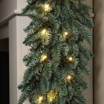 Хвойная гирлянда с лампочками Рождественская 180*33 см, 50 теплых белых LED ламп, ЛИТАЯ 100%