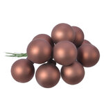 Гроздь стеклянных шаров на проволоке 2 см шоколадный трюфель матовый, 12 шт