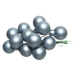 Гроздь стеклянных шаров на проволоке 2 см серебряно-синий матовый, 12 шт