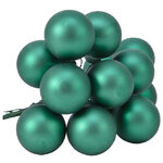 Гроздь стеклянных шаров на проволоке 2.5 см рождественский зеленый матовый, 12 шт