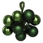 Гроздь стеклянных шаров на проволоке 2 см зеленый бархат mix, 10 шт