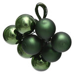 Гроздь стеклянных шаров на проволоке 2 см, 10 шт, зеленый бархат mix