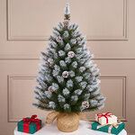 Настольная елка в мешочке Женева заснеженная с шишками 90 см, ЛЕСКА