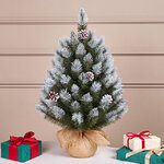Настольная елка в мешочке Женева заснеженная с шишками 60 см, ЛЕСКА