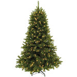 Искусственная елка с лампочками Лесная Красавица 155 см, 152 теплые белые лампы, ЛЕСКА + ПВХ