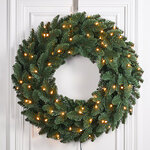 Венок с лампочками Нормандия 60 см, 72 теплых белых LED ламп,  ЛИТАЯ + ПВХ