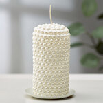 Декоративная свеча Жемчужная 130*65 мм, белая