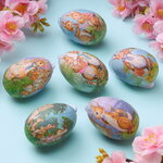 Пасхальные украшения Яйца - Cute Rabbits 7 см, 6 шт, подвеска