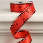 Декоративная лента Элеганца - Звездочки 270*2.5 см красная