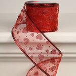 Декоративная лента Элеганца - Сердечки 270*6 см красная