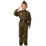 Детская военная форма Солдат в пилотке, зелёный, рост 152 см