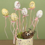 Пасхальные украшения Яйца на палочке Floral Easter 6 см, 6 шт