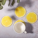 Набор подставок под кружки Lemon 9 см, 4 шт, стекло
