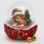 Снежный шар Woolsington - Щенок Баркас с елочкой 9 см