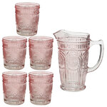 Набор для воды Робертино: кувшин + 5 стаканов, нежно-розовый, стекло