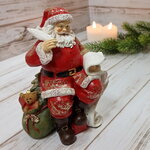 Новогодняя фигурка Санта Клаус со свитком подарков 17 см