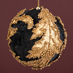 Винтажный елочный шар Con Foglie di Champagne 9 см черный