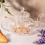 Стеклянный заварочный чайник Flower Dynasty 21 см