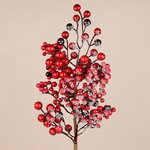 Декоративная ветка с ягодами Пауло 55 см, заснеженная