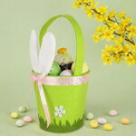 Декоративная корзинка для подарков Сюрприз от Зайки 30 см зеленая