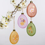 Пасхальные украшения Яйца Easter - Цветочный Этюд 11 см, 4 шт, стекло, подвеска