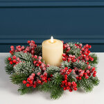 Венок-подсвечник Red Berry заснеженный 35 см