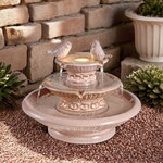 Декоративный фонтан Птички Линдли 40*33 см розовый, с LED подсветкой