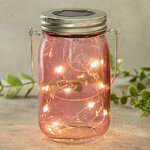 Подвесной солнечный светильник Банка Solar Fairy 14 см, 10 теплых белых LED ламп, розовый, IP44