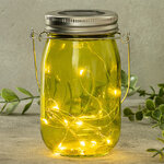 Подвесной солнечный светильник Банка Solar Fairy 14 см, 10 теплых белых LED ламп, оливковый, IP44