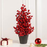 Настольная елка Berenice из красных ягод в горшочке 48 см