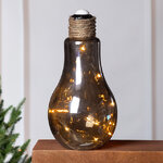 Декоративный светильник-лампочка Smoky Light 22 см, теплые белые LED, на батарейках, IP20