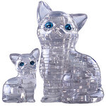3Д пазл Кошка с котенком, серебро, 9 см, 49 эл.