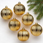 Набор пластиковых шаров Luxurious Shine 8 см светло-золотой, 6 шт