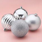 Набор пластиковых шаров Блеск 10 см серебряный, 4 шт