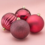 Набор пластиковых шаров Блеск 10 см бордовый, 4 шт