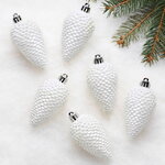 Елочная игрушка Шишка Alto - Морозный белый 8 см, 6 шт, пластик