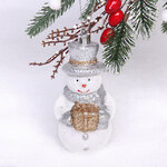 Елочная игрушка Сияющий Снеговичок 12 см, в серебряном, подвеска