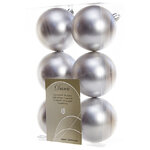 Набор пластиковых матовых шаров 8 см серебро, 6 шт