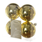 Набор пластиковых глянцевых шаров 10 см золотой, 4 шт, Kaemingk 2 сорт