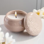 Ароматическая свеча Barnsley Sandalwood 9 см бежевая