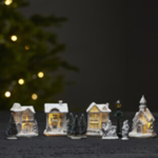 Светящаяся композиция на батарейках Сноутаун - Новогодняя Улочка Бирмингэм, 11 предметов
