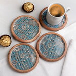Подставка под кружку Фиори ди Манго 10 см, 4 шт, синяя