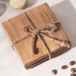 Подставка из дерева Acacia 10 см квадратная, 4 шт