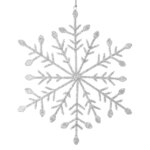 Елочная игрушка из бисера Снежинка Шармель 35 см, серебряная, подвеска