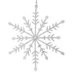 Елочная игрушка из бисера Снежинка Магре 35 см, серебряная, подвеска